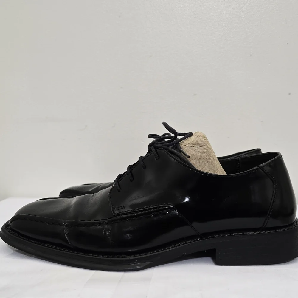 KENNETH COLE REACTION size 9 Black Square Toe Leather Lace Dress Shoes